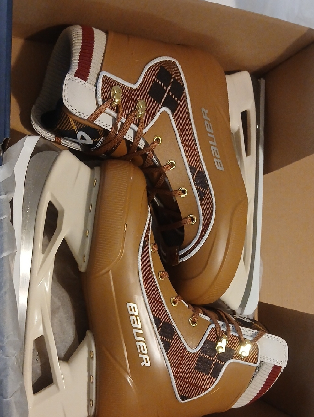 Bauer Chamonix Unisex Brown and White Hockey Skates